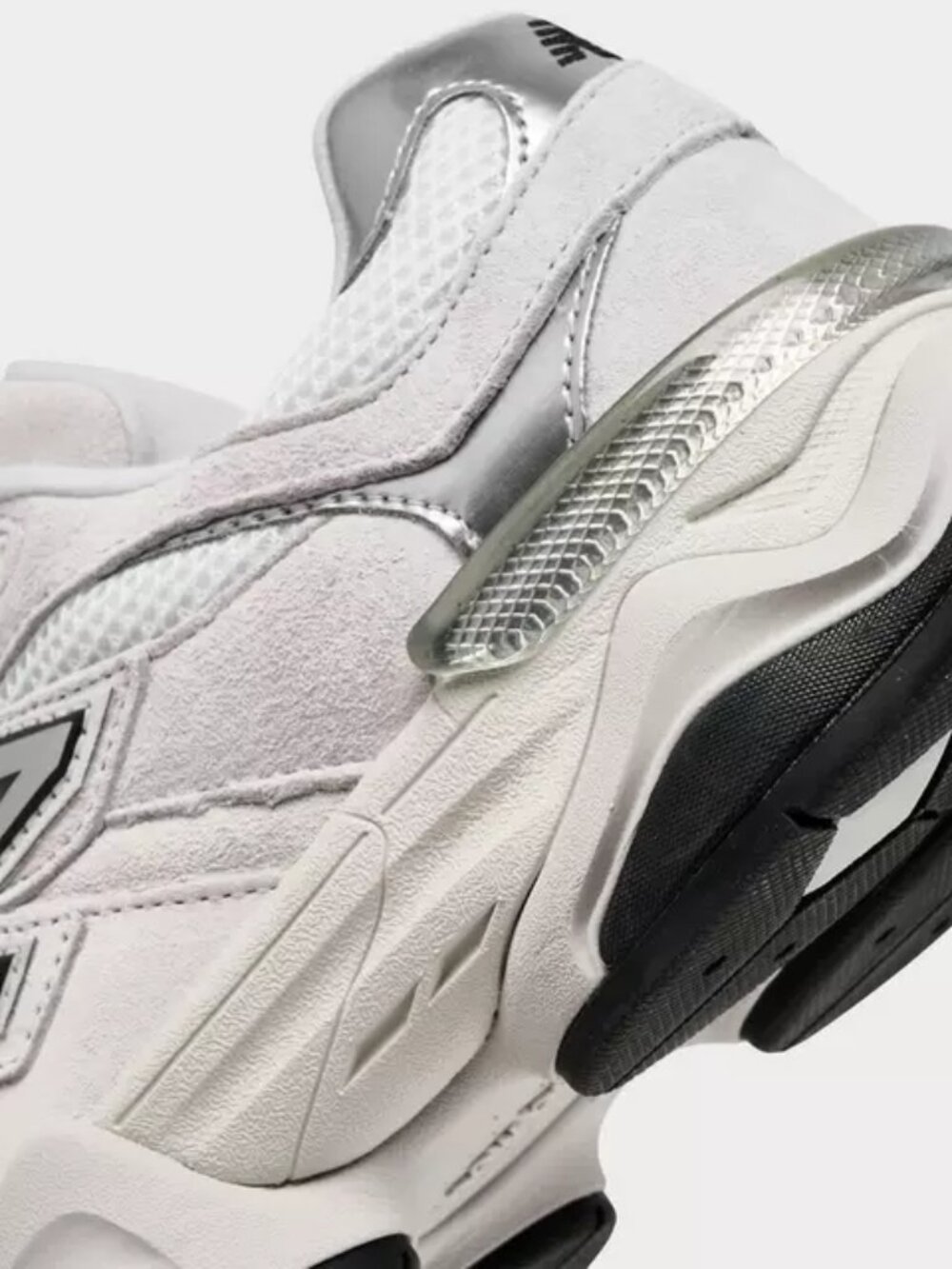Women's New Balance 9060 Shoes - White Black Silver Metallic U9060JRB - Picture 6 of 9